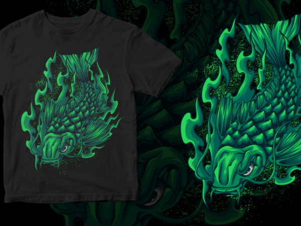 Koi fish dark art t shirt vector art