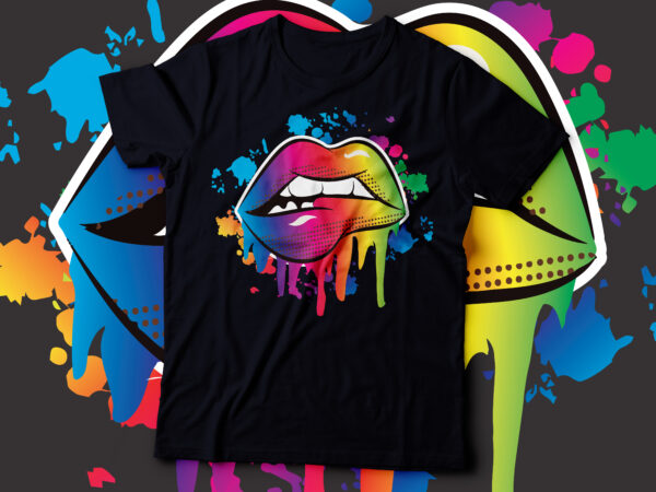 Lip multicolor rainbow color lip graphic design | rainbow lip graphic design