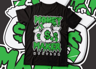 money maker hustler typographic tee design | hustle for money t-shirt design