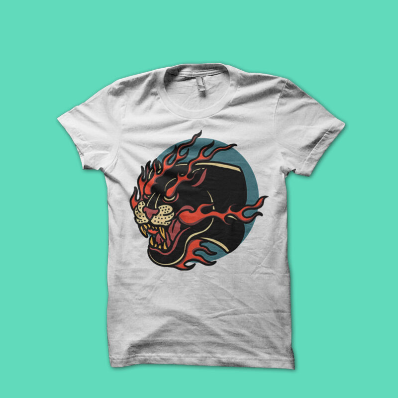 angry burning panther t shirt design png