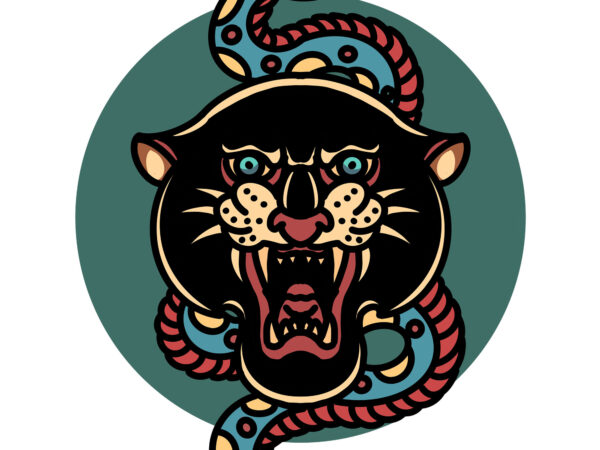 Panther and snake t shirt illustration