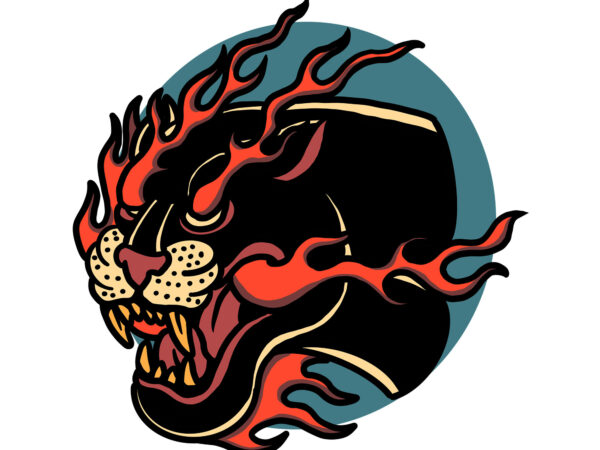 Angry burning panther t shirt vector