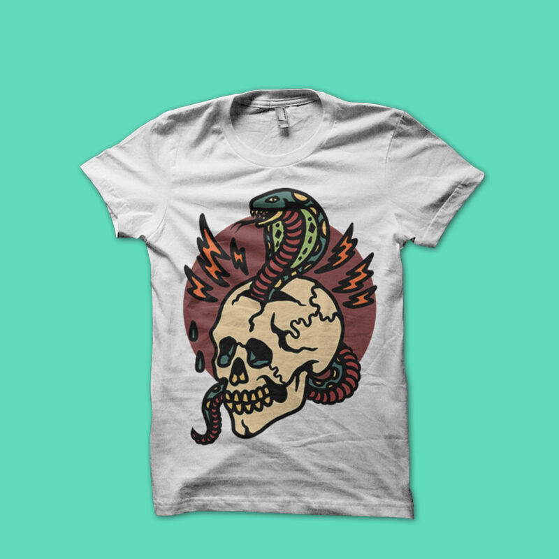 snake and skull t shirt design