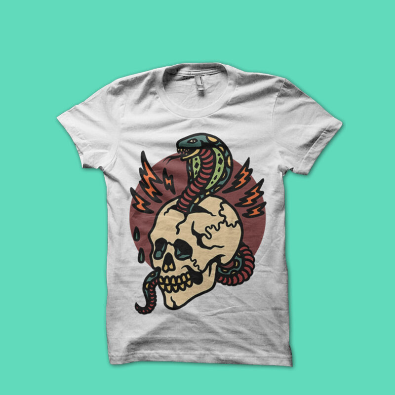 snake and skull t shirt design