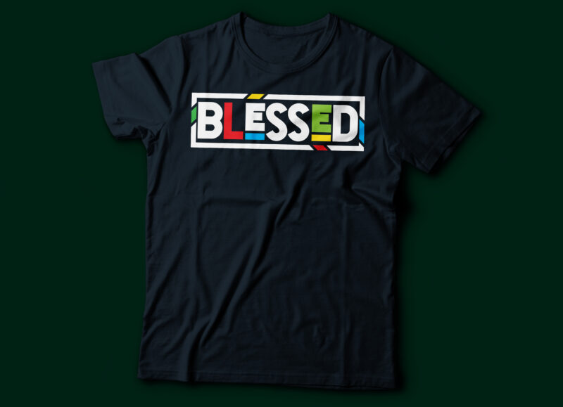 blessed colorful text t-shirt design