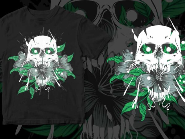 Flower skull t shirt graphic design