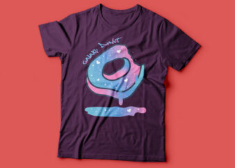 galaxy donut aesthetic donut t-shirt design | galaxy doughnut