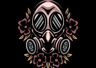gas mask t shirt design template