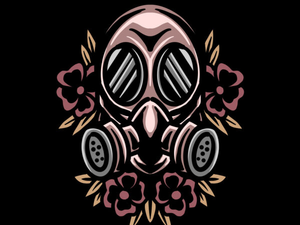 Gas mask t shirt design template