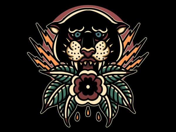 Panther and thunder t shirt illustration