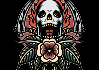 raging skull t shirt design online