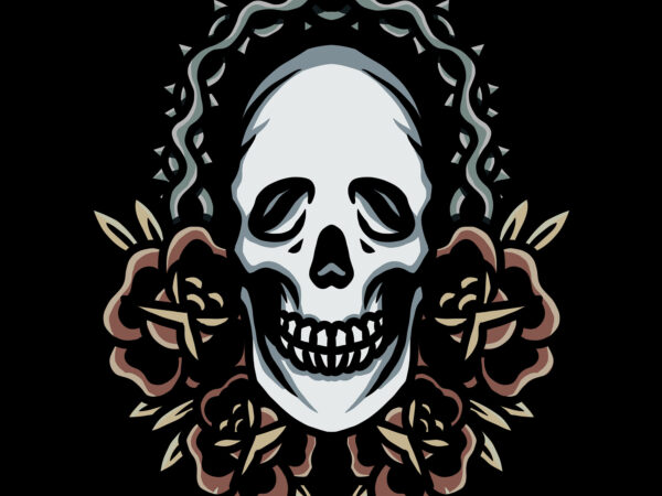 Rose skull t shirt design online