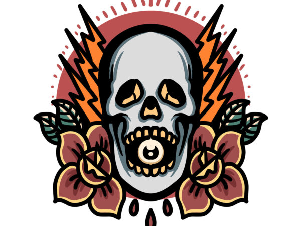 Skull rose t shirt template vector