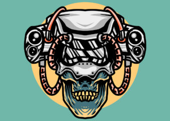 sci-fi skull1 t shirt template vector