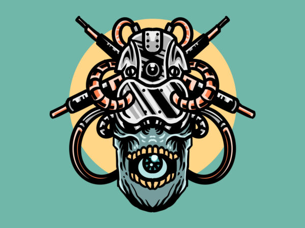 Sci-fi skull 2 t shirt template vector