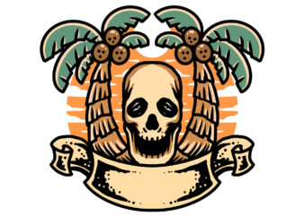 summer skull t shirt template vector