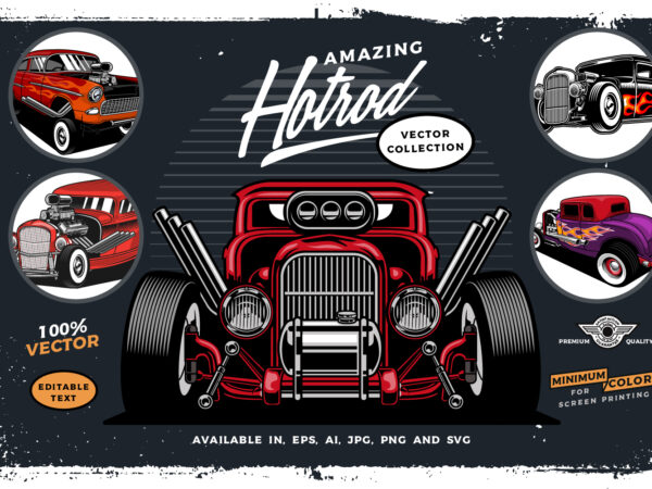 Fabulous hotrod t-shirt design bundle collection