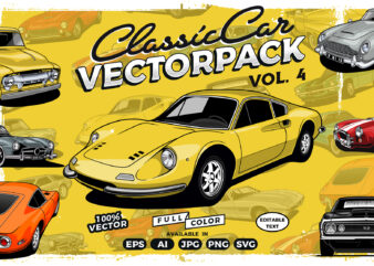 Classic Car T-shirt design Bundle Collection vol. 4