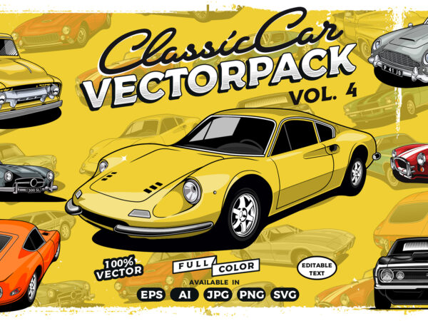 Classic car t-shirt design bundle collection vol. 4