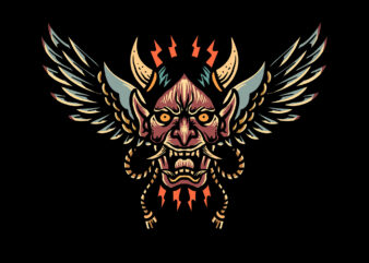 winged skull t shirt design for sale