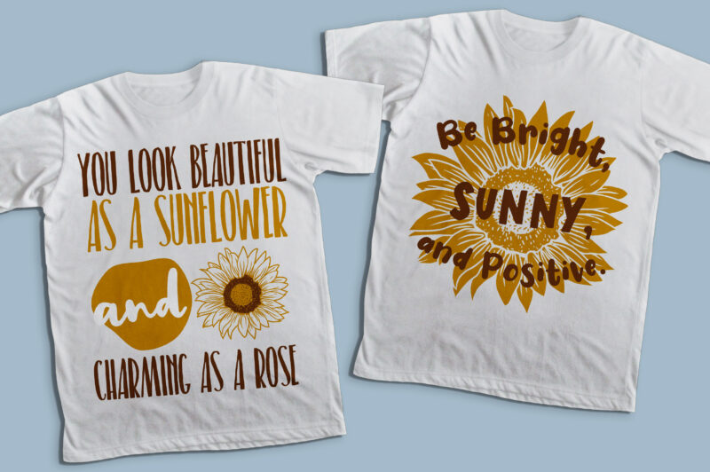 24 sunflower quote & motivation t-shirt design bundle