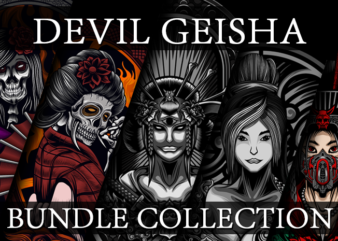Geisha girl bundle collection t shirt design template