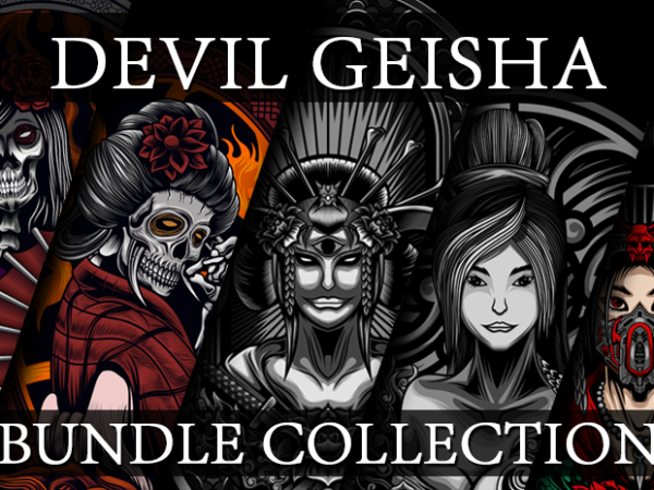 Geisha girl bundle collection t shirt design template