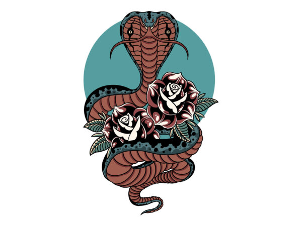 Cobra and flower t shirt vector file