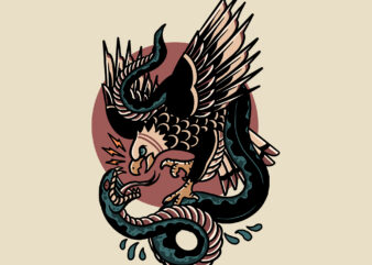 eagle vs snake tattoo t-shirt design