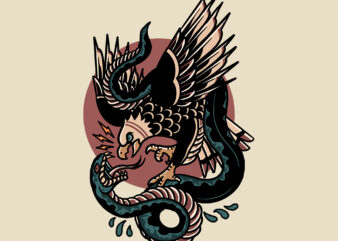 eagle vs snake tattoo t-shirt design