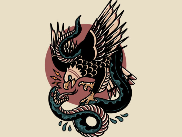 Eagle vs snake tattoo t-shirt design