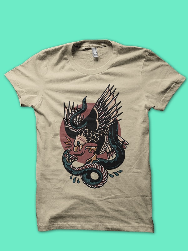 eagle vs snake tattoo t-shirt design