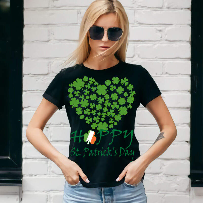 Clover heart t shirt design, Heart of shamrocks, st patricks day, lucky clover, clover heart Svg