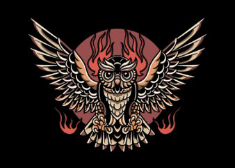 owl oldschool t-shirt design