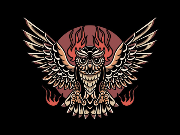 Owl oldschool t-shirt design