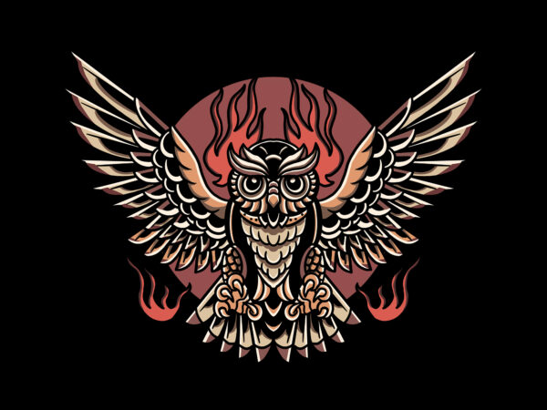 Owl oldschool t-shirt design