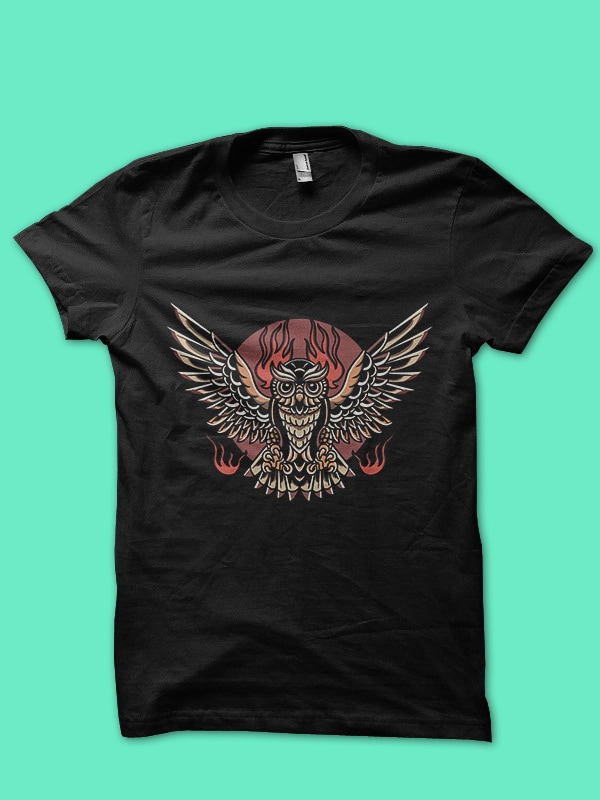owl oldschool t-shirt design