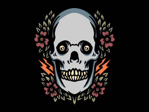 Skull and flowers t shirt template vector