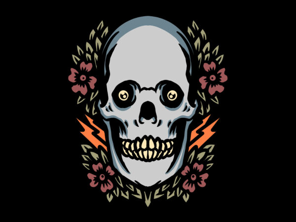 Skull and flowers t shirt template vector