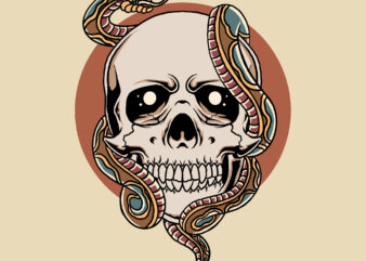 snake and skull t shirt template vector
