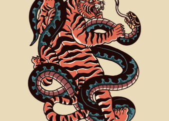 the duel tiger vs snake t shirt designs for sale