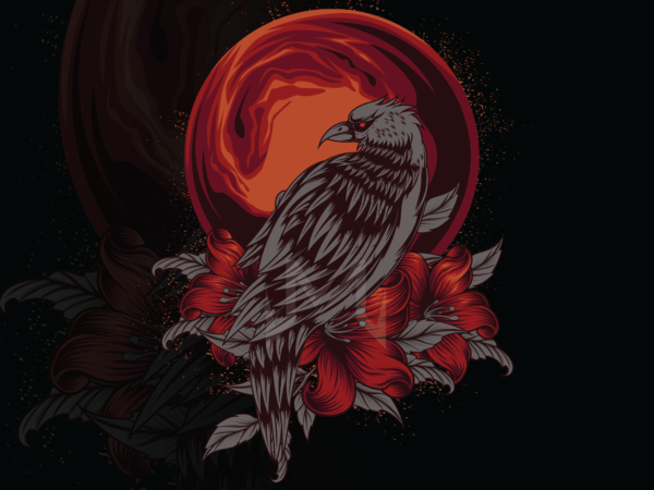 Night bird flow T shirt vector artwork