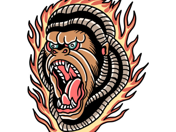 Burning gorilla t-shirt design