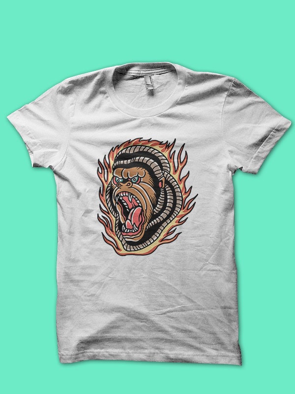 burning gorilla t-shirt design