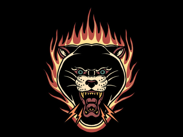 Burning panther t-shirt design