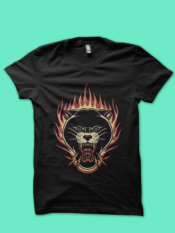 burning panther t-shirt design