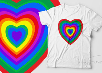 Colorful Hearts rainbow colors t shirt art for sale