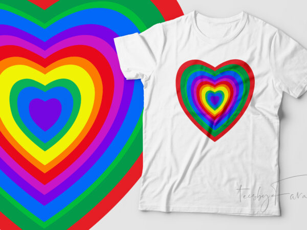 Colorful hearts rainbow colors t shirt art for sale