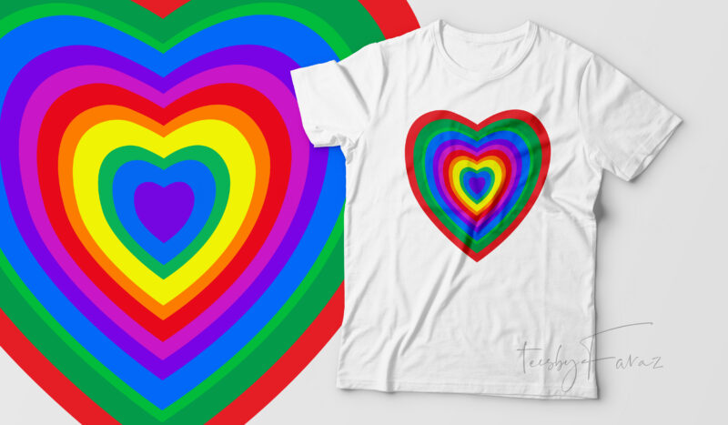 Colorful Hearts rainbow colors t shirt art for sale