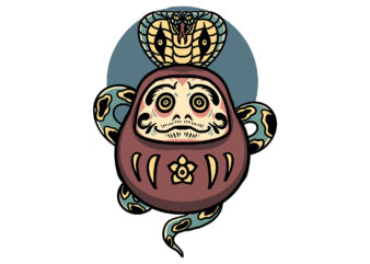 daruma and cobra t shirt vector illustration